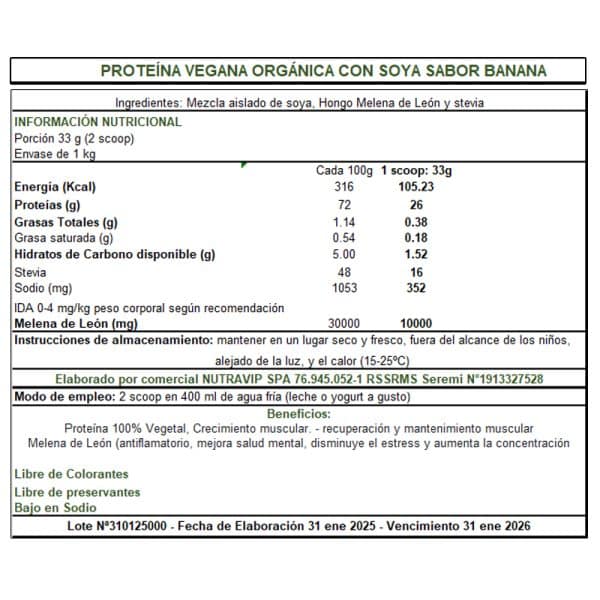 KIRA Proteína sabor BANANA 1KG - Imagen 2