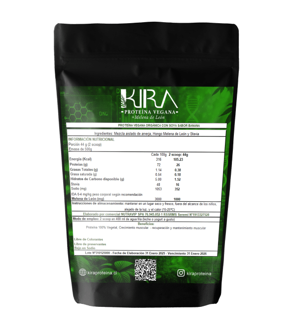 KIRA Proteína sabor BANANA 500g - Imagen 2